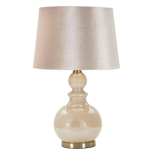 Lampe à Poser Moderne Verre Crème 37,5x61 Cm Avec Abat-jour Velours