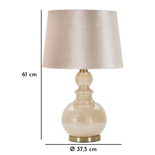 Lampe à Poser Moderne Verre Crème 37,5x61 Cm Avec Abat-jour Velours