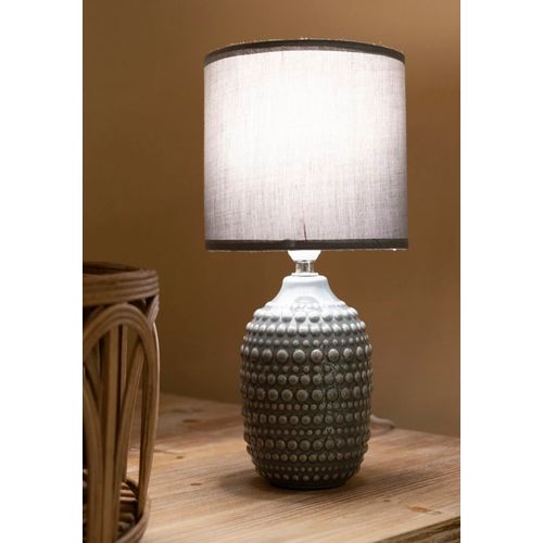 Lampe De Chevet Moderne Grise Ø15x30,5 Cm à Relief Élégant