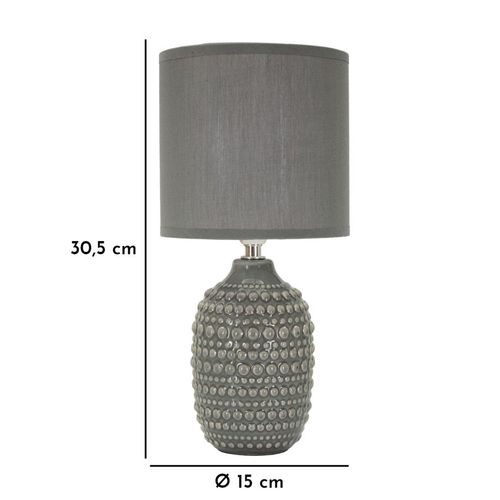 Lampe De Chevet Moderne Grise Ø15x30,5 Cm à Relief Élégant