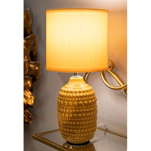 Lampe De Chevet Moderne Ø15x30,5 Cm Base Gris à Relief Élégant