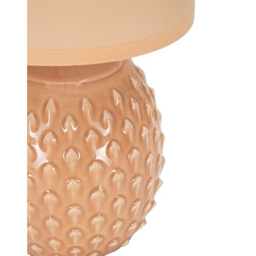 Lampe De Chevet Moderne Ø14x27 Cm Socle Rose à Relief Élégant