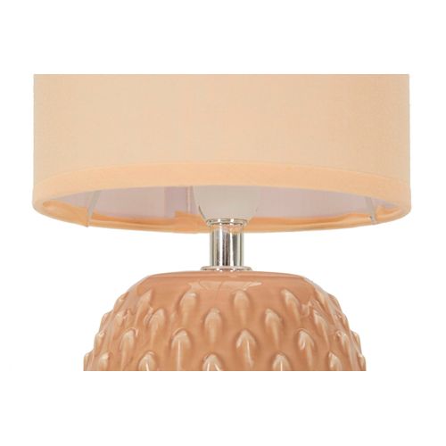 Lampe De Chevet Moderne Ø14x27 Cm Socle Rose à Relief Élégant