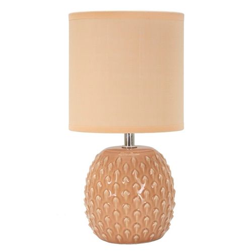 Lampe De Chevet Moderne Ø14x27 Cm Socle Rose à Relief Élégant