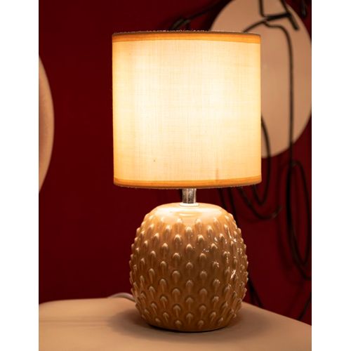 Lampe De Chevet Moderne Ø14x27 Cm Socle Rose à Relief Élégant