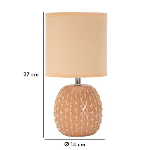 Lampe De Chevet Moderne Ø14x27 Cm Socle Rose à Relief Élégant