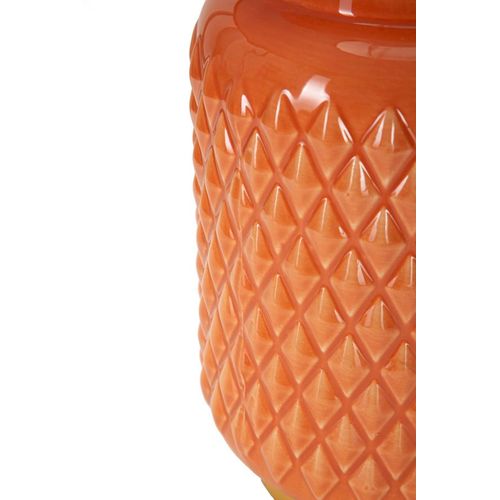 Lampe De Chevet Moderne Carrée Ø28x44 Cm Socle Orange à Relief