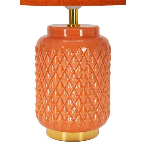 Lampe De Chevet Moderne Carrée Ø28x44 Cm Socle Orange à Relief