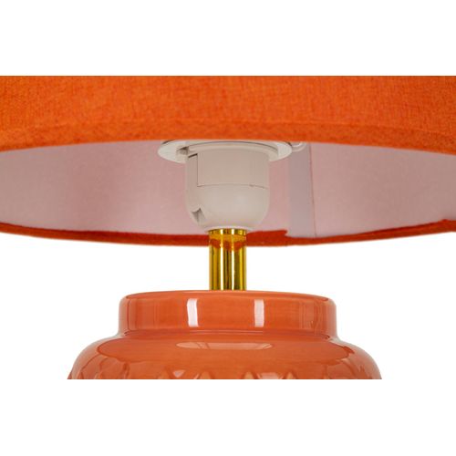 Lampe De Chevet Moderne Carrée Ø28x44 Cm Socle Orange à Relief