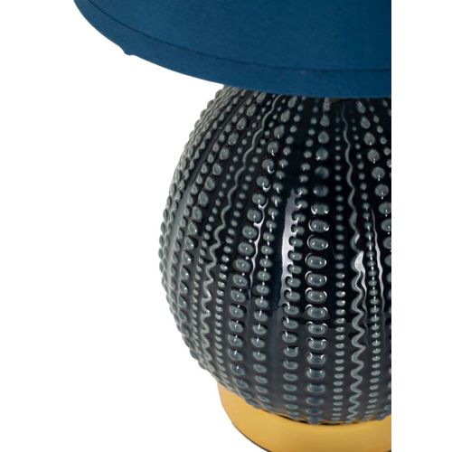 Lampe De Chevet Élégante Ø15x30,5 Cm Socle Bleu à Reliefs Irréguliers