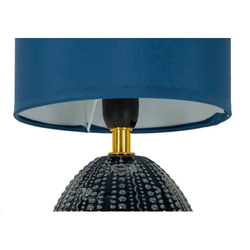 Lampe De Chevet Élégante Ø15x30,5 Cm Socle Bleu à Reliefs Irréguliers