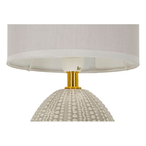 Lampe De Chevet Moderne Ø15x30,5 Cm Socle Gris à Reliefs Irréguliers