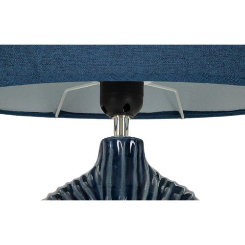 Lampe De Chevet Moderne 28,5x15x43 Cm Socle Bleu à Décor Drapé