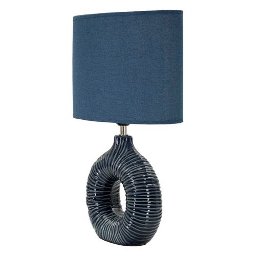 Lampe De Chevet Moderne 28,5x15x43 Cm Socle Bleu à Décor Drapé