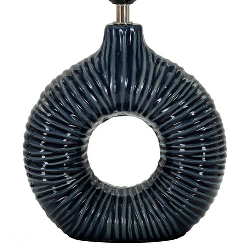 Lampe De Chevet Moderne 28,5x15x43 Cm Socle Bleu à Décor Drapé