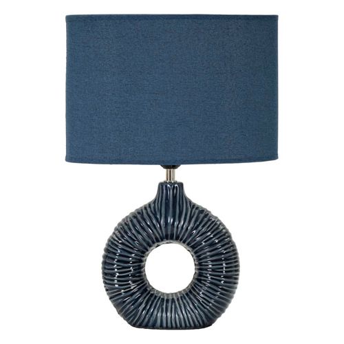 Lampe De Chevet Moderne 28,5x15x43 Cm Socle Bleu à Décor Drapé