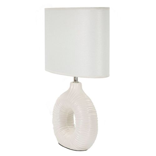 Lampe De Chevet Moderne 28,5x15x43 Cm Socle Blanc à Décor Drapé