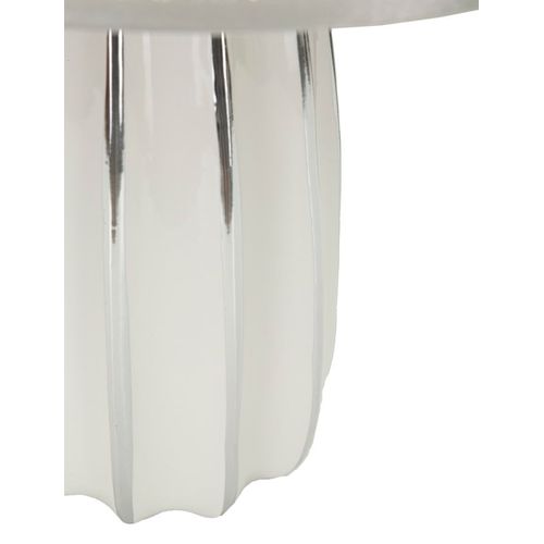 Lampe à Poser Céramique Blanche Et Argent 30×30×45 Cm — Design Doux Et Régulier