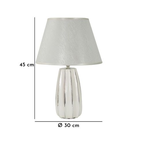 Lampe à Poser Céramique Blanche Et Argent 30×30×45 Cm — Design Doux Et Régulier