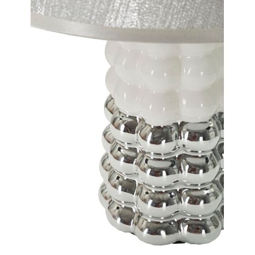 Lampe à Poser Céramique Blanche Et Argent 23×23×33 Cm — Structure Sphérique Élégante