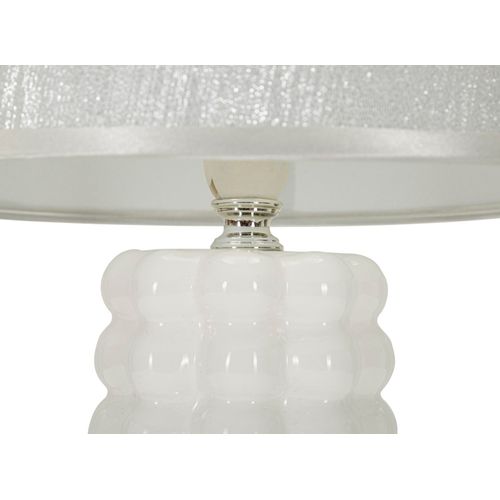 Lampe à Poser Céramique Blanche Et Argent 23×23×33 Cm — Structure Sphérique Élégante
