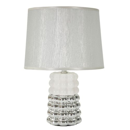 Lampe à Poser Céramique Blanche Et Argent 23×23×33 Cm — Structure Sphérique Élégante