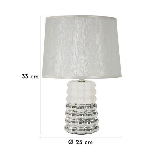 Lampe à Poser Céramique Blanche Et Argent 23×23×33 Cm — Structure Sphérique Élégante