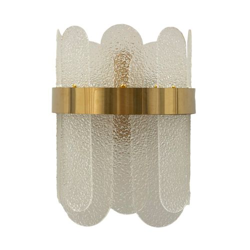 Applique Murale Dorée à 2 Lumières En Verre Satiné 20x14x28 Cm