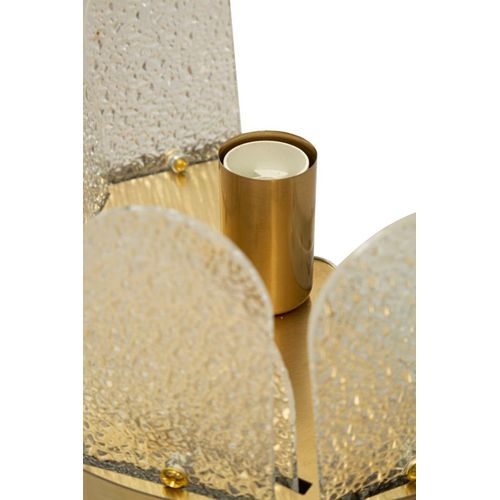 Applique Murale Dorée à 2 Lumières En Verre Satiné 20x14x28 Cm