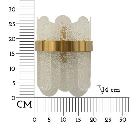 Applique Murale Dorée à 2 Lumières En Verre Satiné 20x14x28 Cm