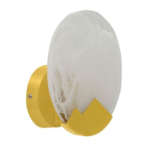 Applique Murale Dorée Ronde En Verre Opaque 20x20x10 Cm