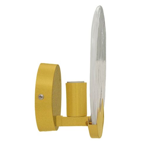 Applique Murale Dorée Ronde En Verre Opaque 20x20x10 Cm