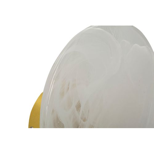 Applique Murale Dorée Ronde En Verre Opaque 20x20x10 Cm