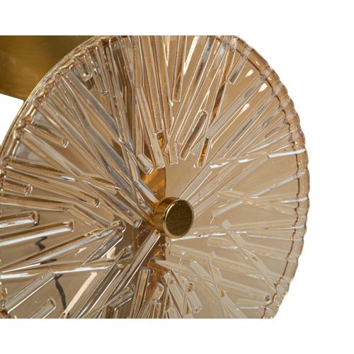 Applique Murale Dorée En Verre Travaillé à Deux Cercles 20x14x41 Cm