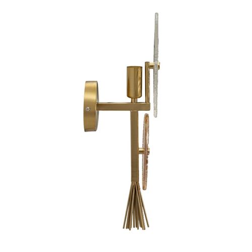 Applique Murale Dorée En Verre Travaillé à Deux Cercles 20x14x41 Cm