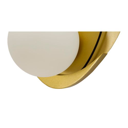 Applique Murale Dorée Avec Abat-jour Blanc Mat Et Décoration Noire 28x17x32 Cm