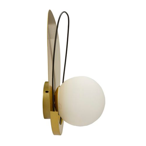 Applique Murale Dorée Avec Abat-jour Blanc Mat Et Décoration Noire 28x17x32 Cm