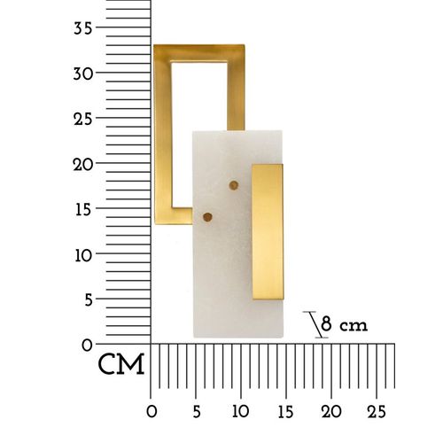 Applique Murale Géométrique En Métal Doré Et Verre Satiné 15x8x33 Cm