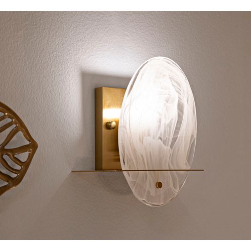 Applique Murale Ronde En Métal Doré Et Verre 20x11x25 Cm