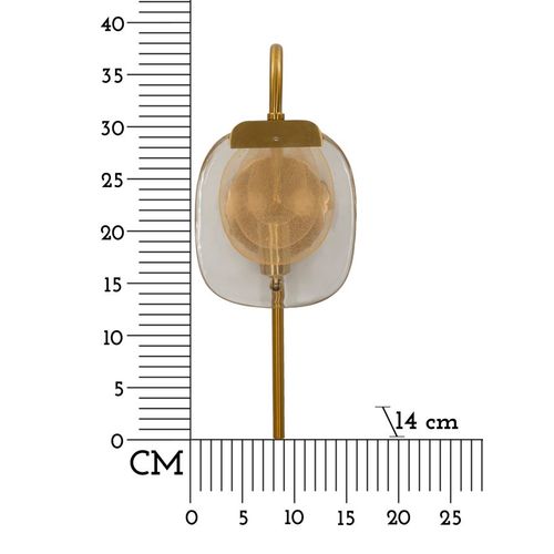 Applique Murale Ronde En Métal Doré Et Verre 20x11x25 Cm
