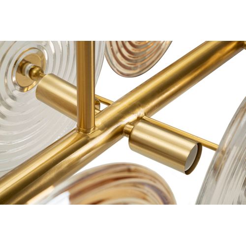 Suspension Métal Doré Et Verre 7 Lumières 116x27x79 Cm Style Géométrique