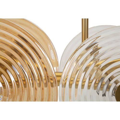 Suspension Métal Doré Et Verre 7 Lumières 116x27x79 Cm Style Géométrique