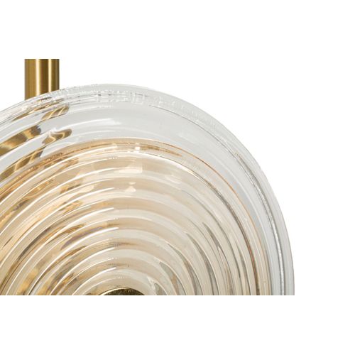 Lampadaire Élégant Ø30x168 Cm Métal Doré Avec 2 Abat-jours En Verre