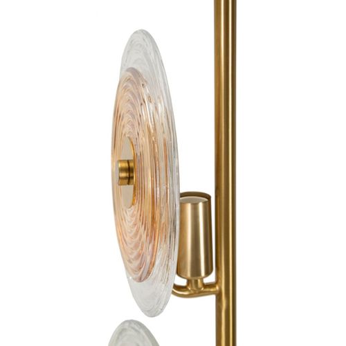 Lampe à Poser Métal Doré 25×25×63 Cm Avec 2 Abat-jours En Verre Décoratif