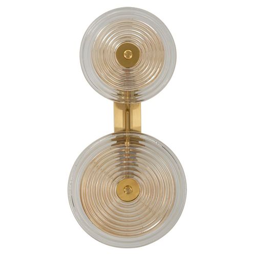 Applique Murale 2 Lumières Métal Doré Avec Abat-jour En Verre 25x10x52 Cm