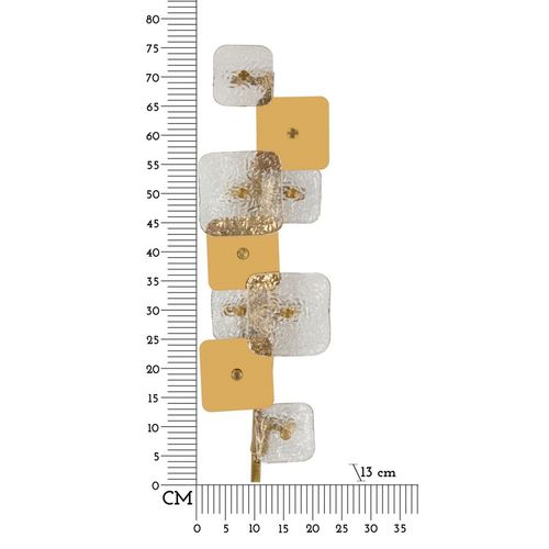 Applique Murale 5 Lumières Métal Doré Avec Verre Relief 24x13x76 Cm