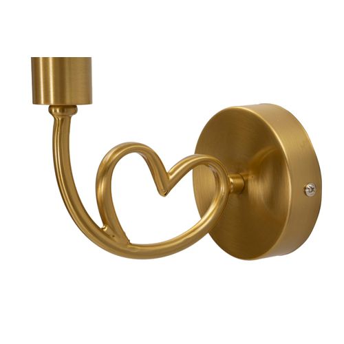 Applique Murale Cœur En Métal Doré Avec Abat-jour Blanc Mat 23x15x22 Cm