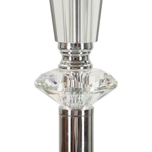 Lampadaire Élégant 40x40x164 Cm Métal Argenté Avec Abat-jour Gris