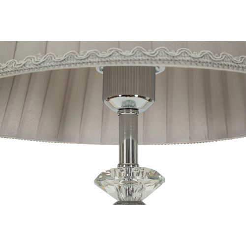 Lampe à Poser Élégante Métal Argenté Et Verre 30×30×56 Cm Avec Abat-jour Gris