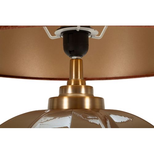 Lampe à Poser Prague En Verre Et Métal 40,5×40,5×57 Cm Avec Abat-jour Beige